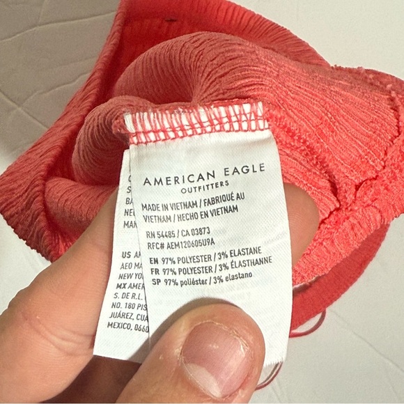 American Eagle One Shoulder Cropped Tank Top Salmon Ruffled Size Small - Picture 8 of 8